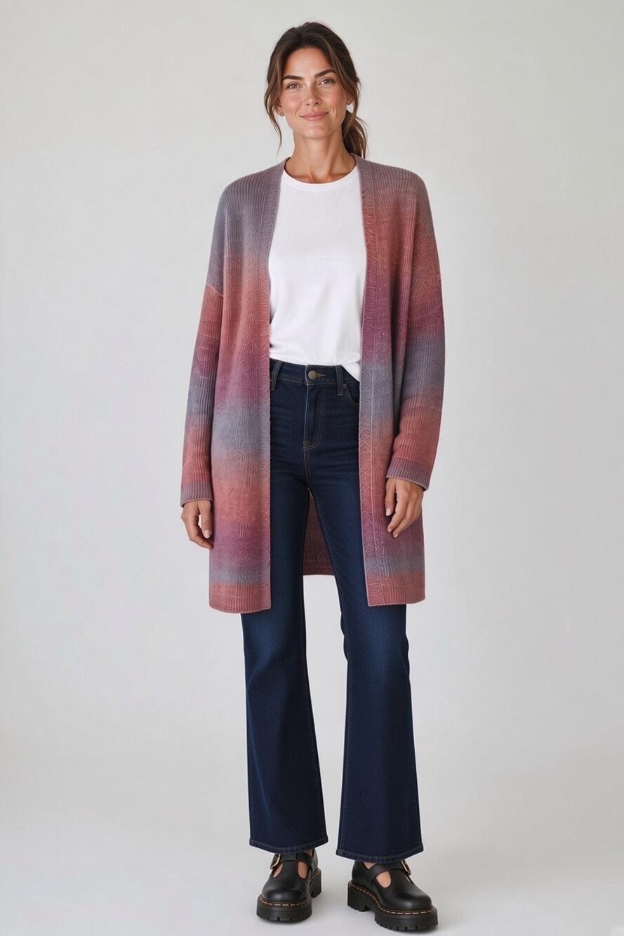American Eagle NWT Ombre Fall Colors Space-dye Open Front Cardigan Soft Cozy